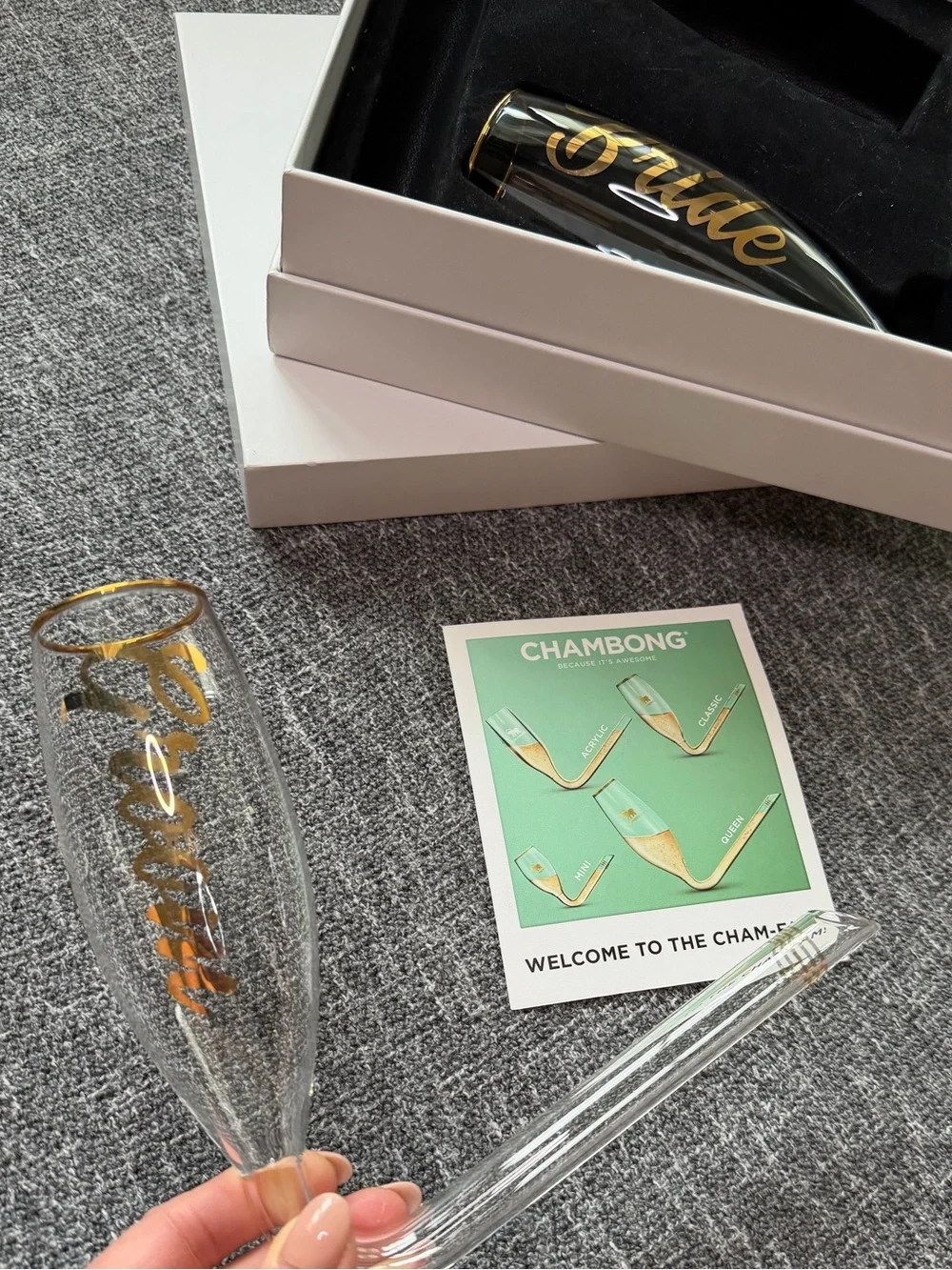 CHAMBONG - Bride & Groom Glass Champagne Flutes Shooters with gold accents